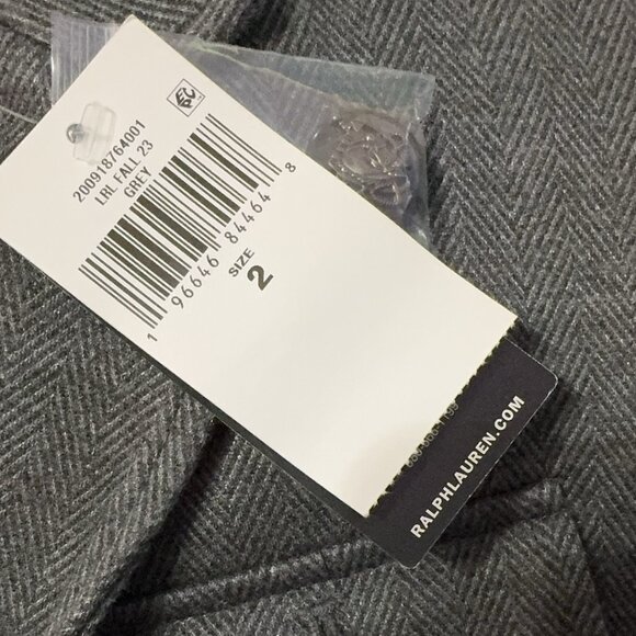 Ralph Lauren Lauren Women's Herringbone Jacquard-Knit Blazer Grey 2 - Picture 6 of 9